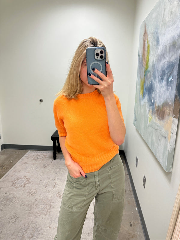 Cashmere Featherweight T-Shirt - Bright Orange