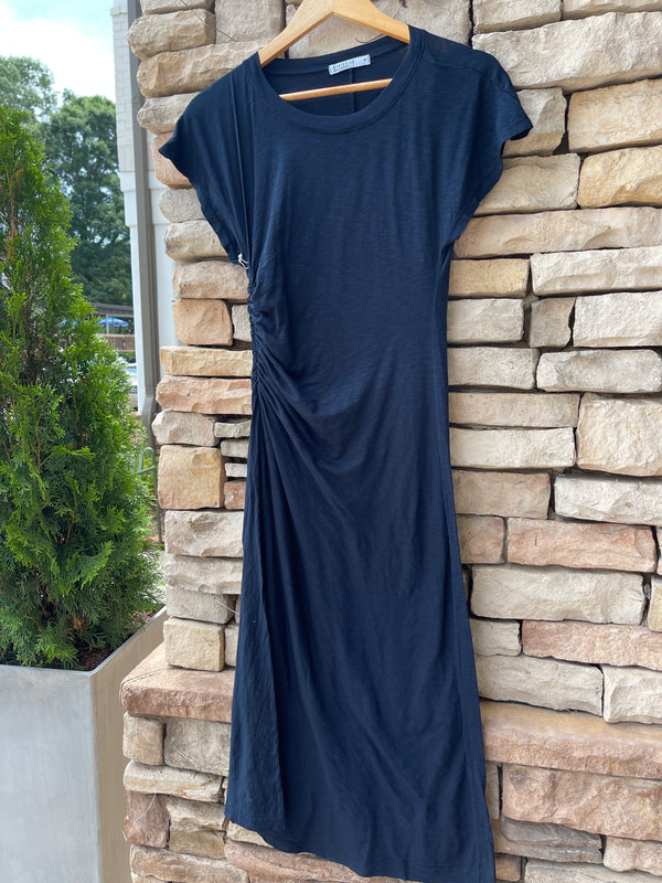 Side Ruched Midi Dress - Navy