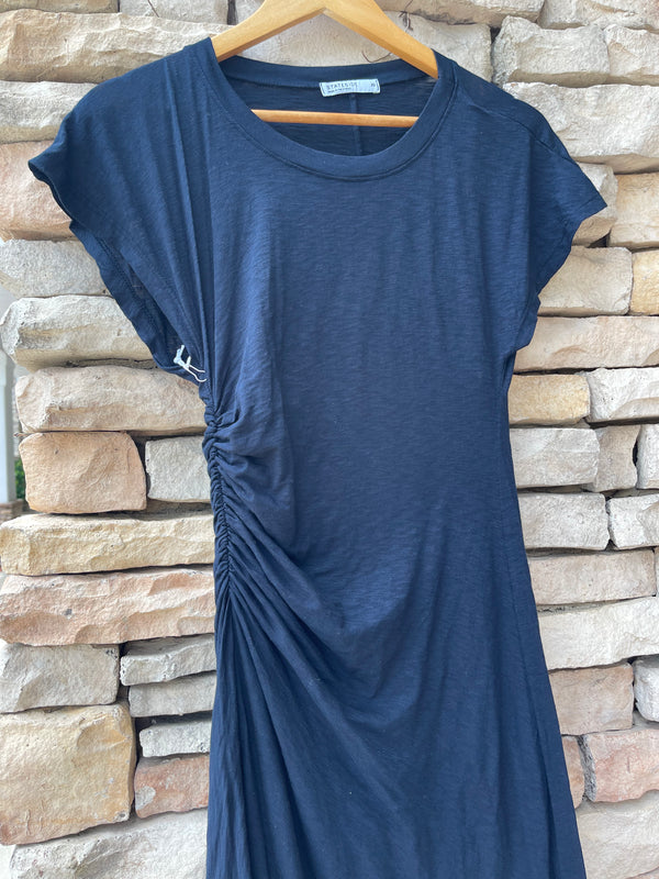 Side Ruched Midi Dress - Navy