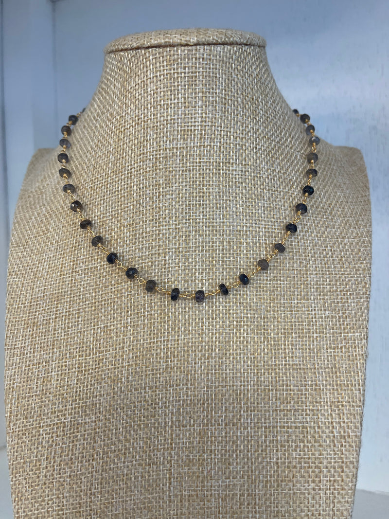 Brushed Gold Beaded Necklace