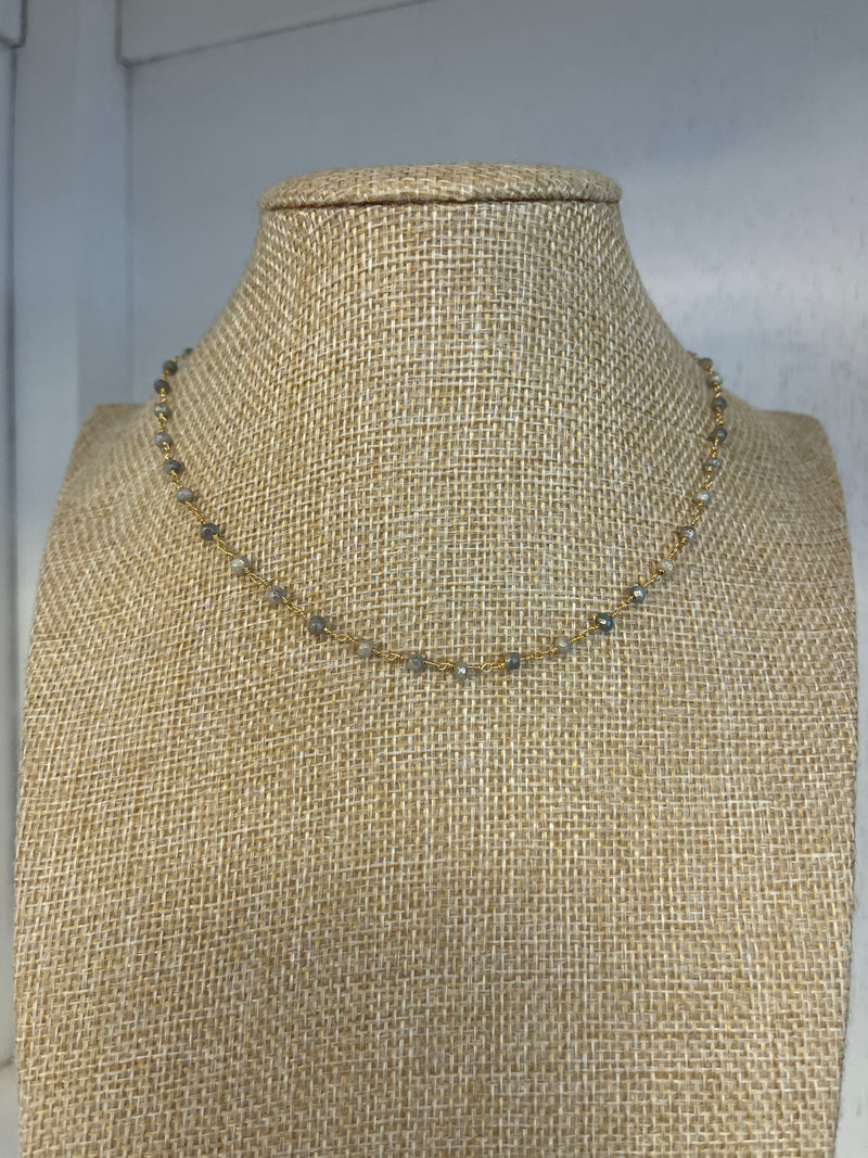 Brushed Gold Beaded Necklace