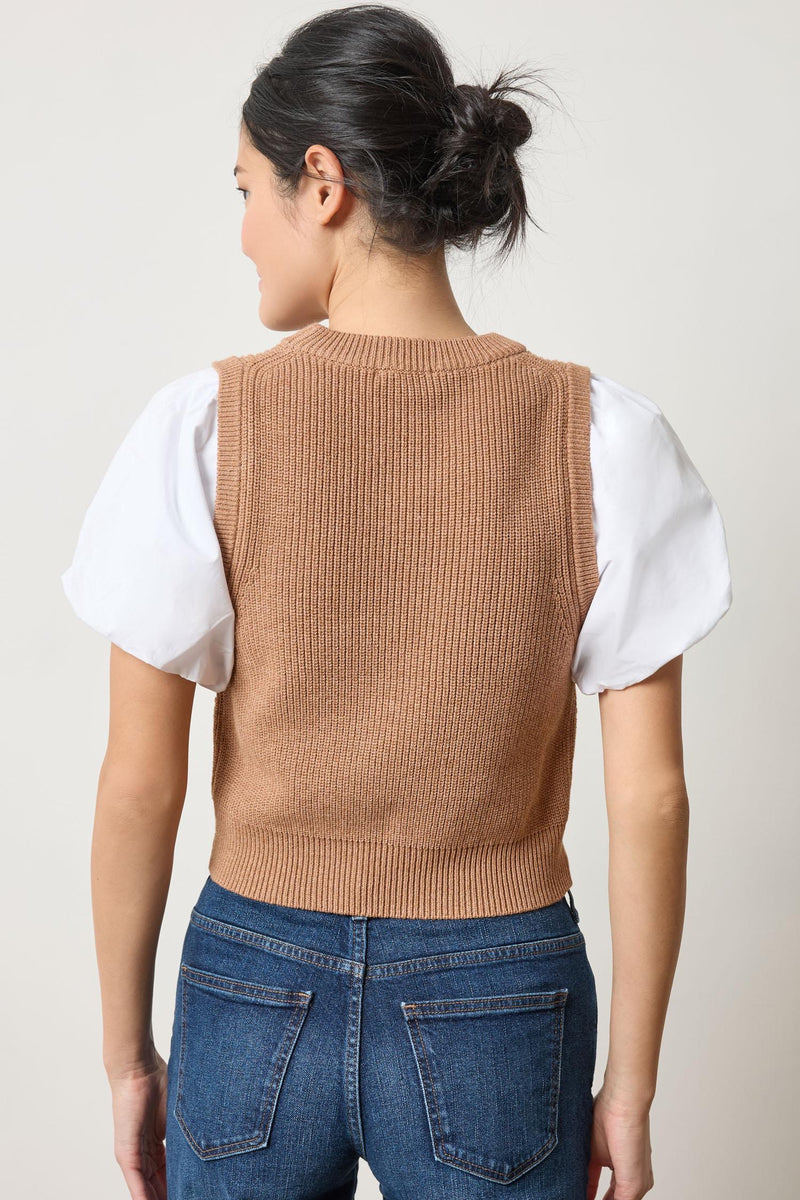 Mixed Media Pullover Sweater - Acorn