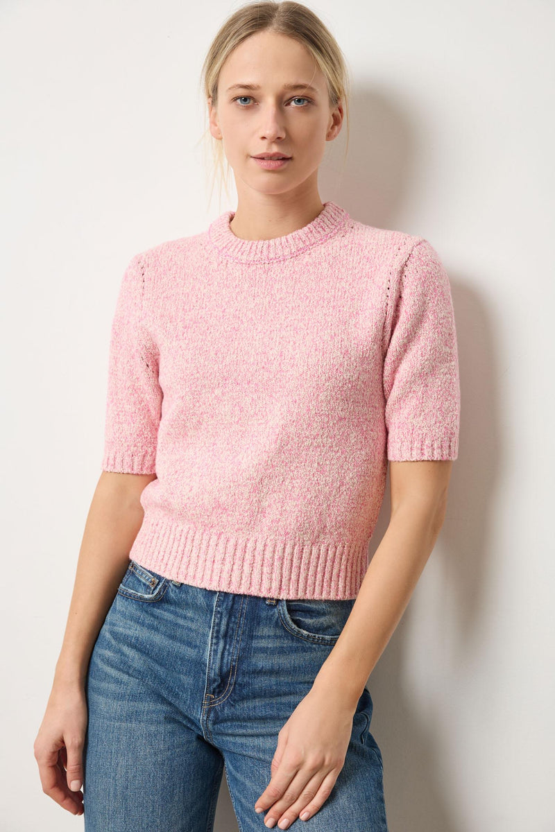 Short Sleeve Marled Pullover - Rosebud