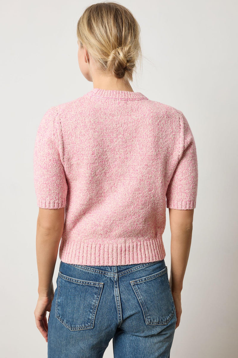 Short Sleeve Marled Pullover - Rosebud
