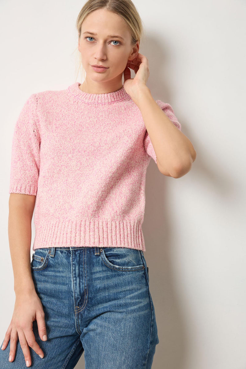 Short Sleeve Marled Pullover - Rosebud