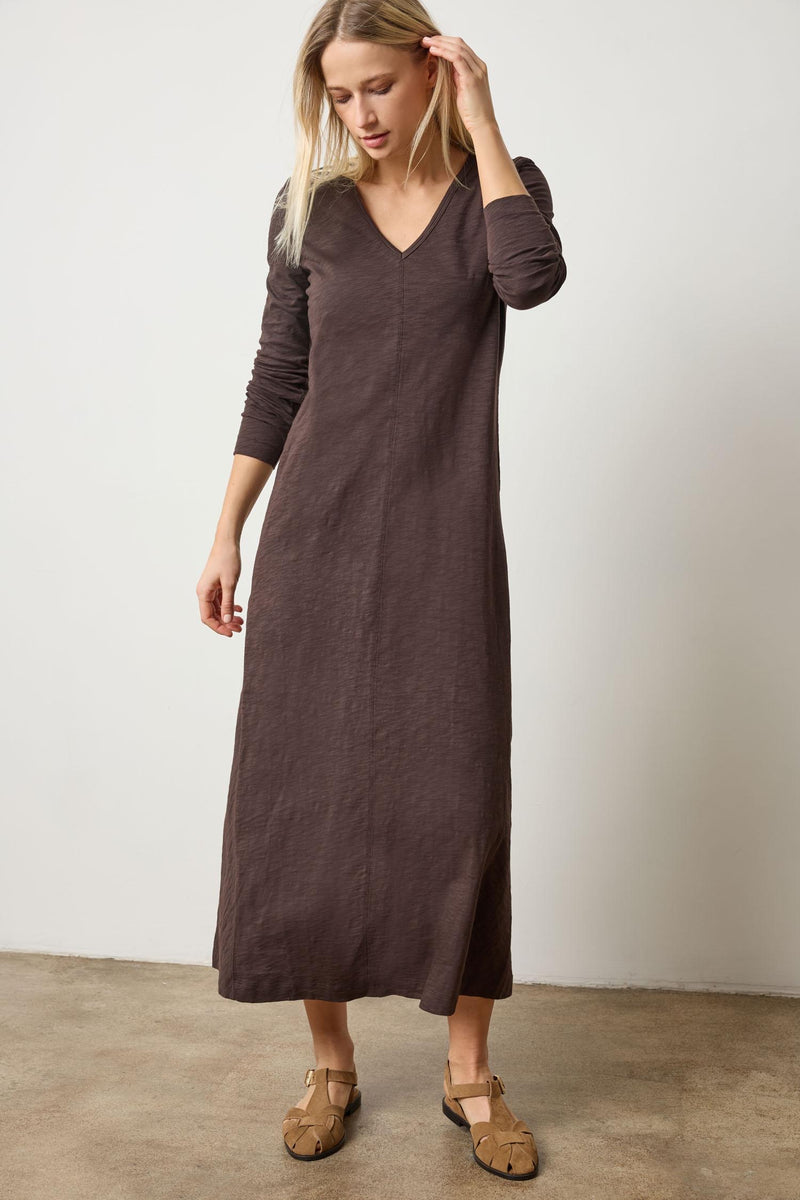 V-Neck Maxi Dress - Espresso