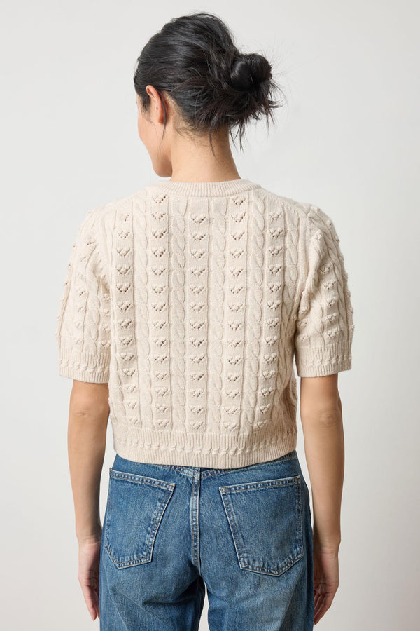 Short Sleeve Cardigan Sweater - Oat