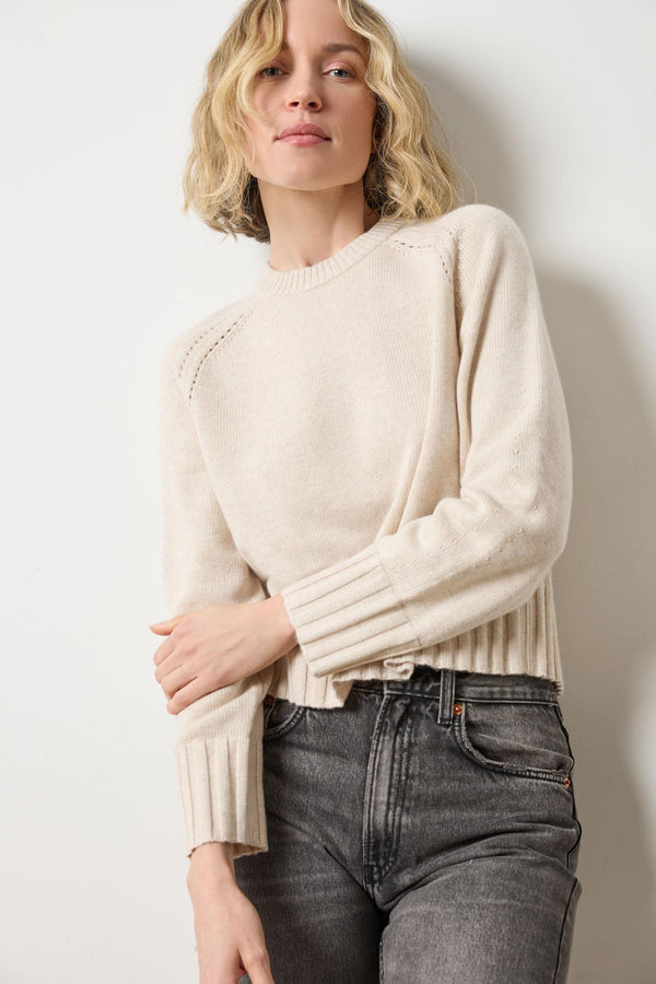 Saddle Sleeve Crewneck Sweater - Oat