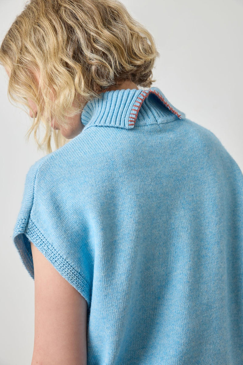 Turtleneck Wedge Sweater - Blue