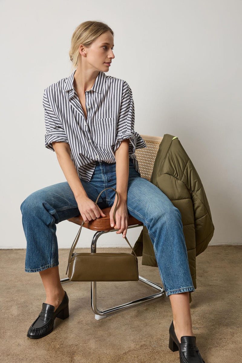 Dolman Sleeve Button Down - Navy