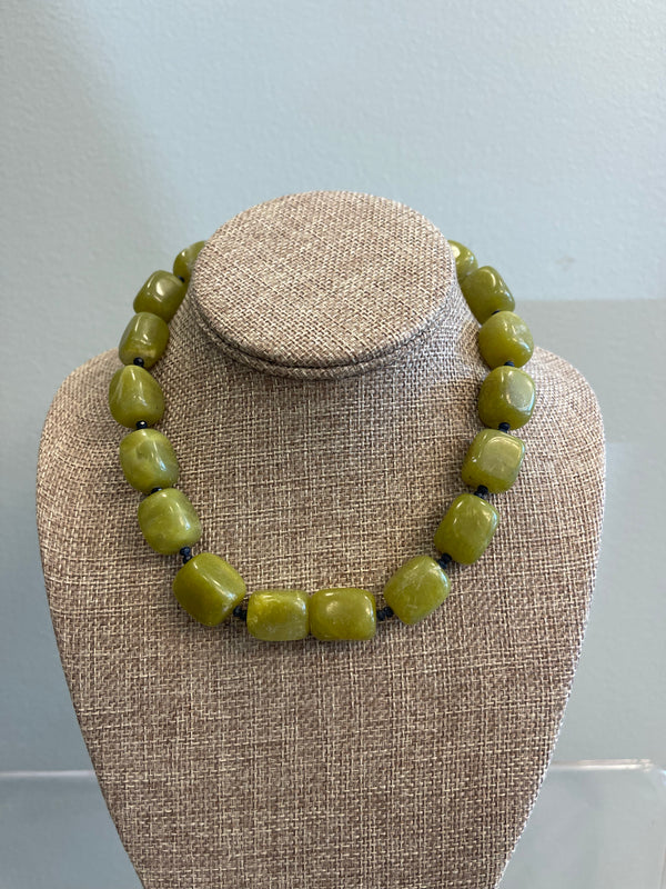 Green Square Bead Necklace