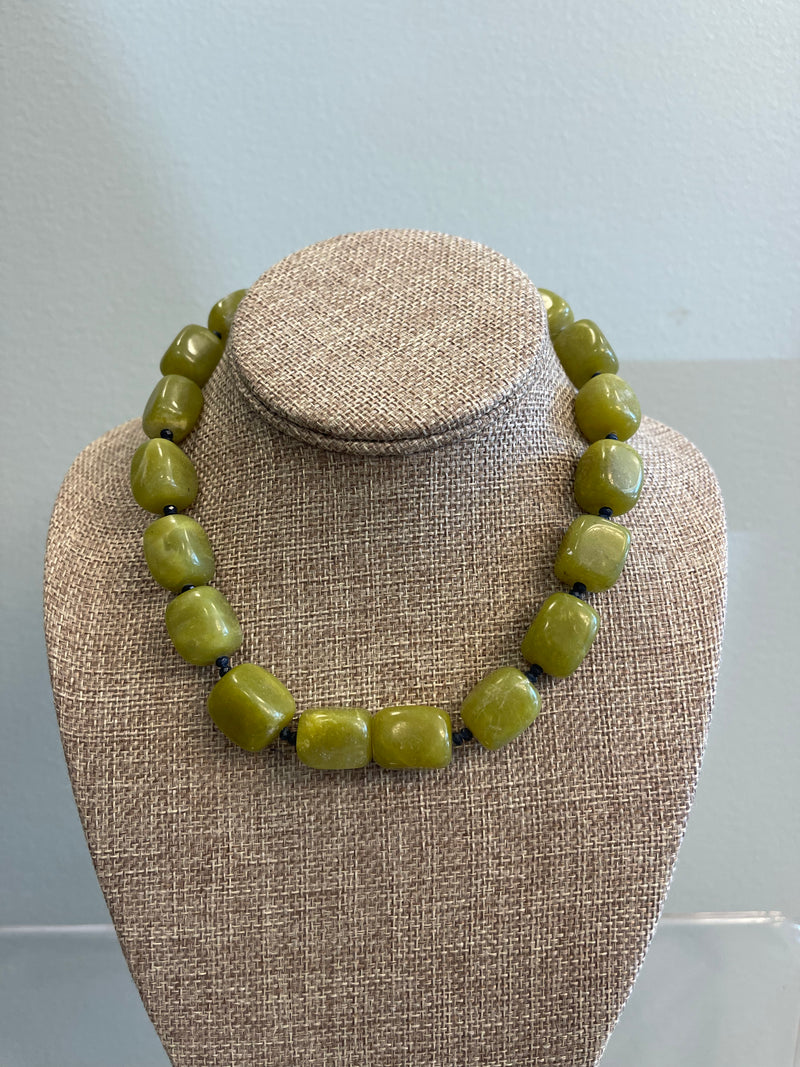 Green Square Bead Necklace