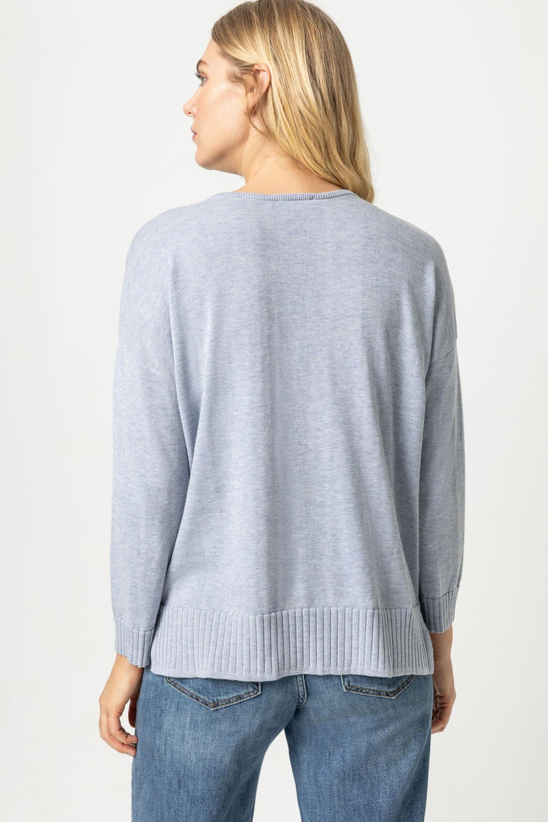 Split Neck Pullover Sweater - Marlin