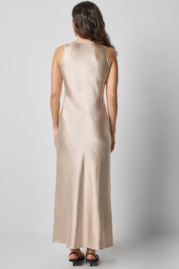 Satin Bias Maxi Dress - Angora