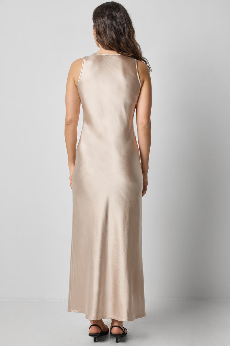 Satin Bias Maxi Dress - Angora