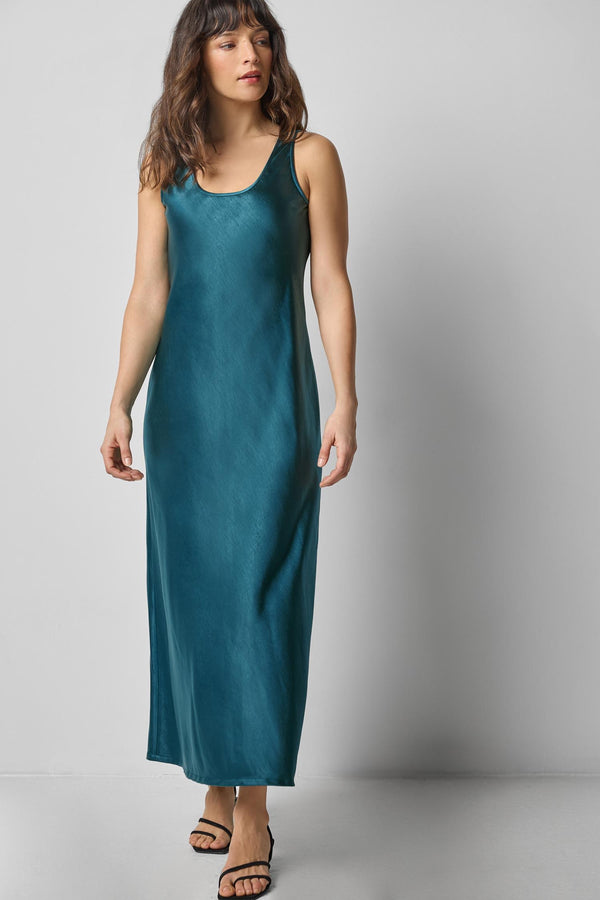 Satin Bias Maxi Dress - Neptune