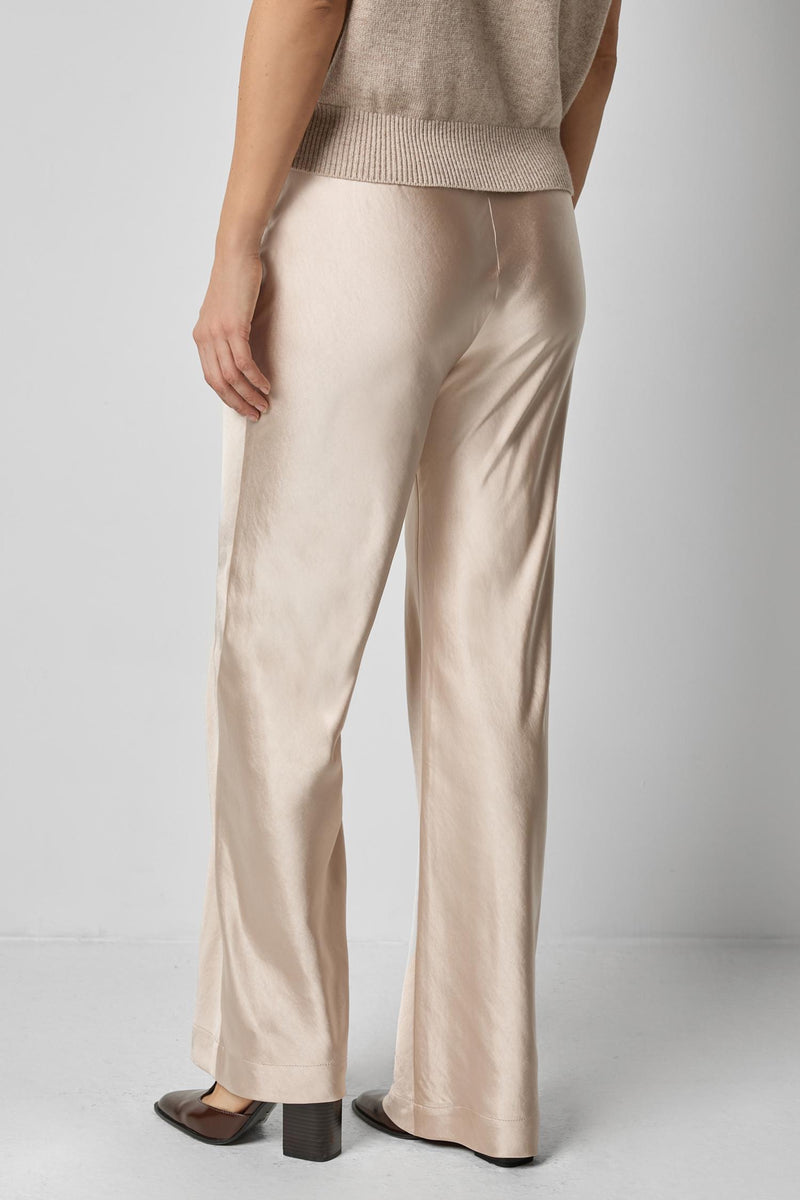 Satin Clean Front Pant - Angora