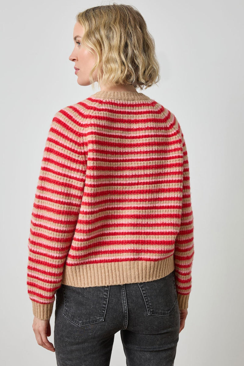 Button Front Stripe Cardigan - Holly