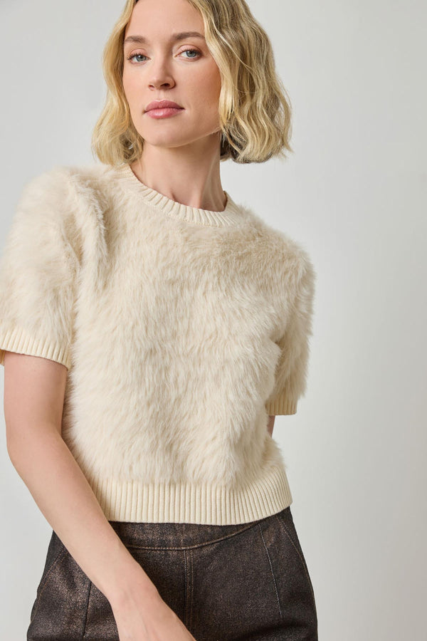 Short Sleeve Brushed Crewneck - Ivory
