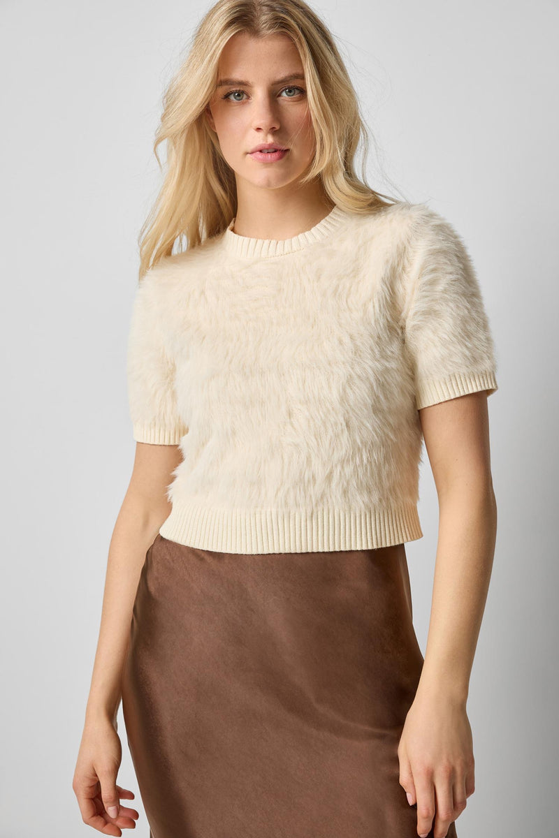 Short Sleeve Brushed Crewneck - Ivory