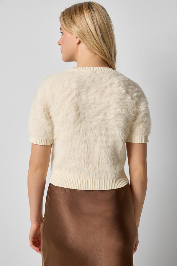 Short Sleeve Brushed Crewneck - Ivory