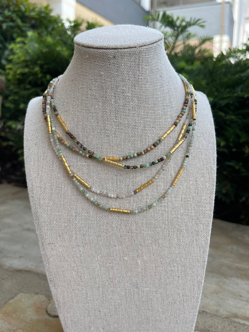 Beaded Gold Layering Necklace