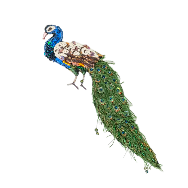 Jeweled Peacock Brooch Pin