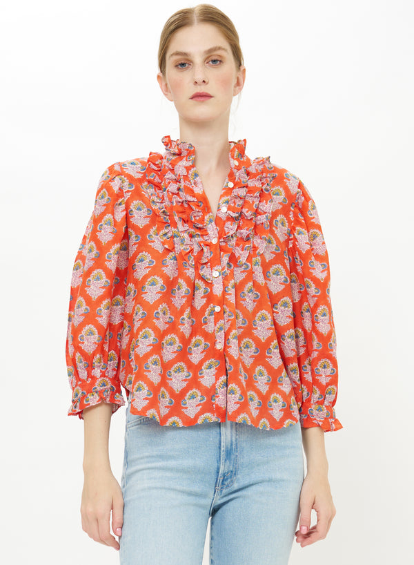 Ruffle Front Button Blouse - Patna