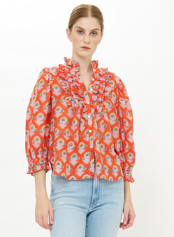 Ruffle Front Button Blouse - Patna