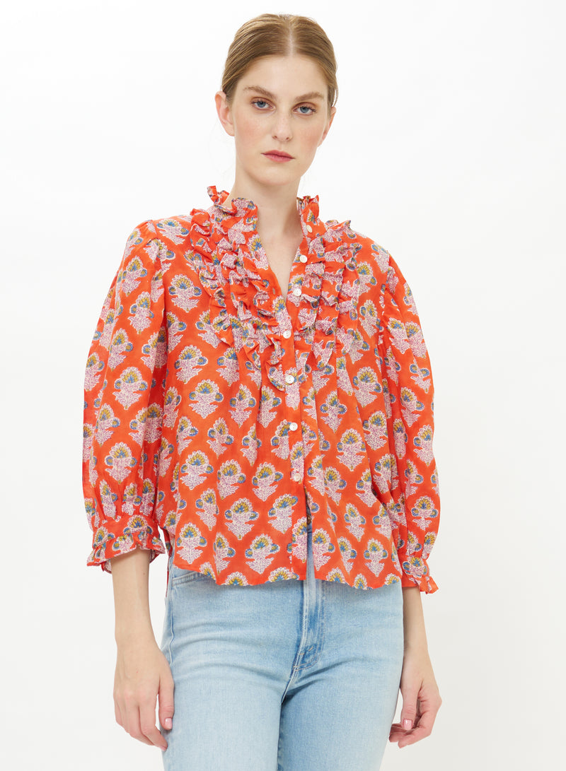 Ruffle Front Button Blouse - Patna