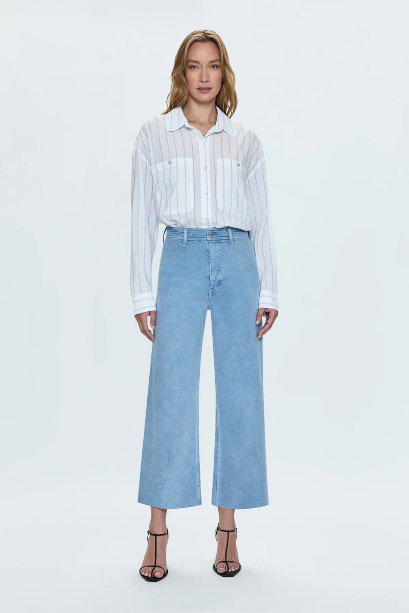 Penny Crop Wide Leg Jeans - Frost