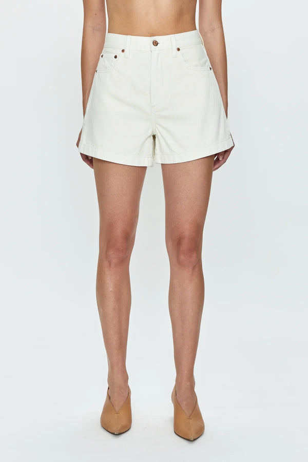 Saige High Rise A-Line Short - Eggshell