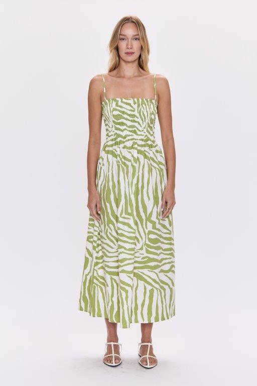 Bianca Smocked Bodice Dress - Safari Lime