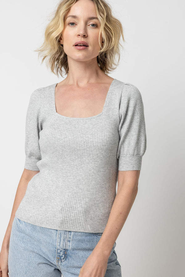 Square Neck Sweater - Grey