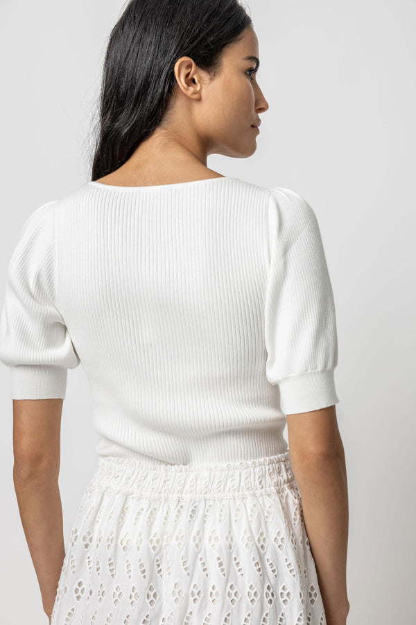 Square Neck Sweater - White
