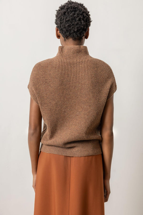 Ribbed Funnel Neck Sweater