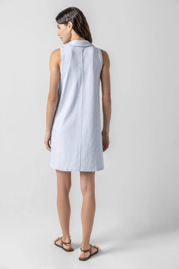 Sleeveless Collared Dress - Sky