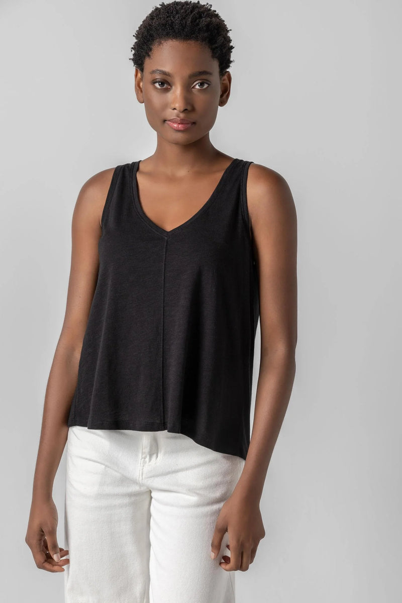 Shirred Back V-Neck Tank