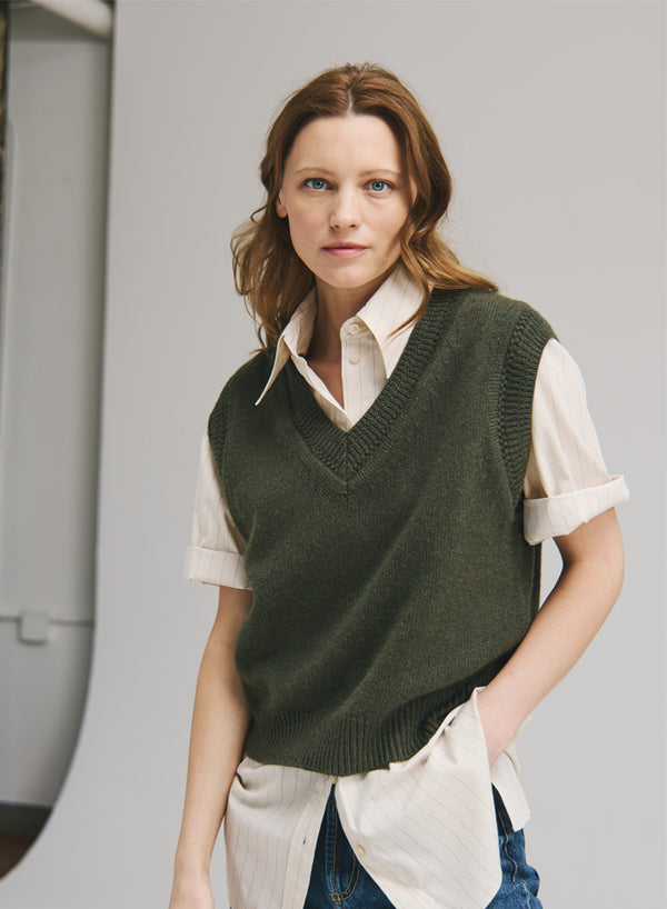 Boxy Stitch Trim Vest