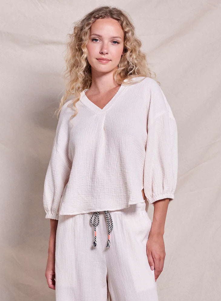 Gauze V-Neck - Oyster