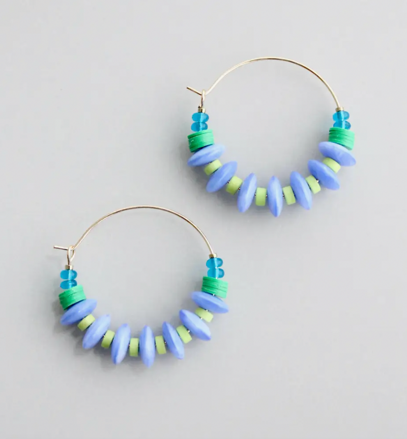 Lavender & Green Hoop Earrings