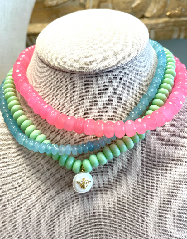 Large Pink Glass Bead Necklace