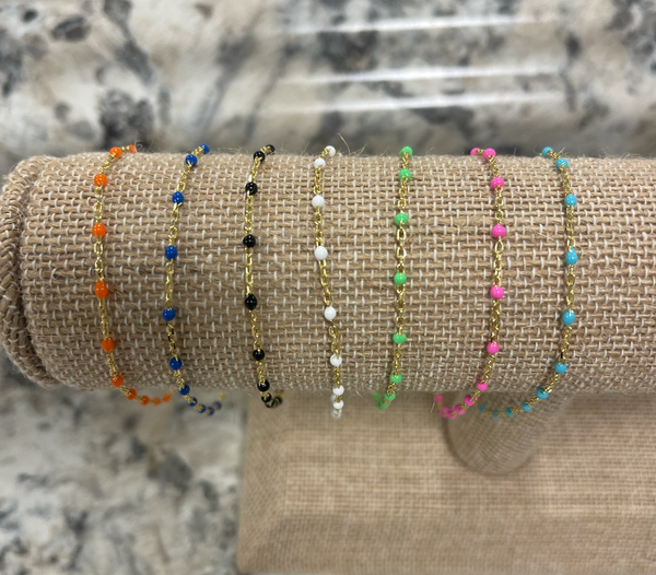 Color Beaded Chain Bracelet