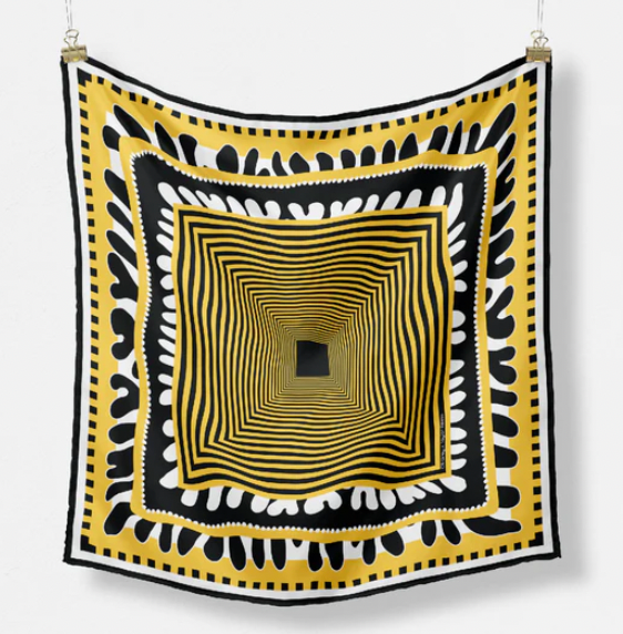Small Gameday Silk Scarf - Black + Gold