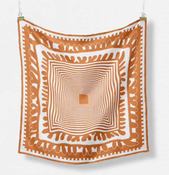 Gameday Silk Scarf - Orange + White