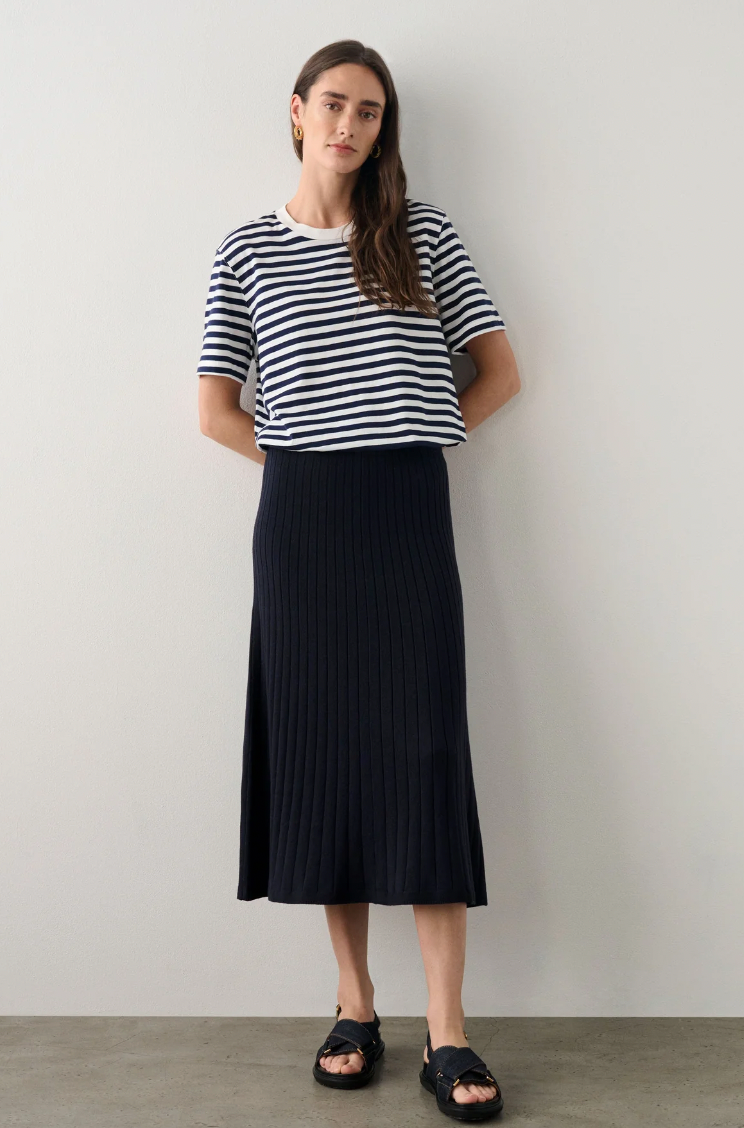 Ribbed A-Line Skirt