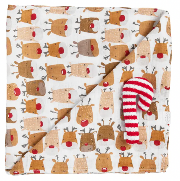 Reindeer Swaddle & Rattle