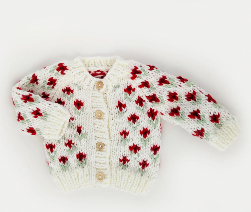 Baby Blooms Cardigan - Red