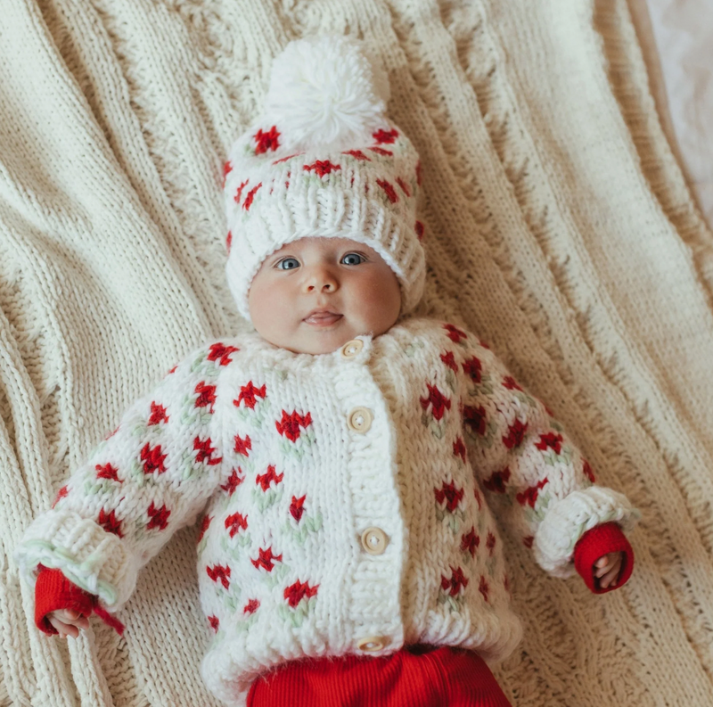 Baby Blooms Cardigan - Red