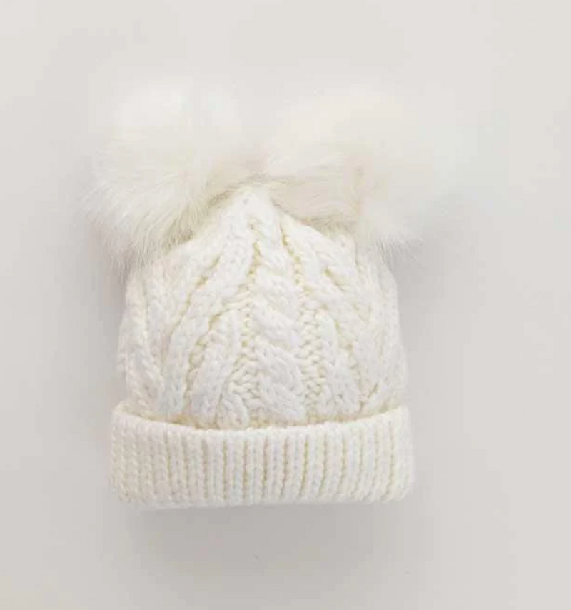 Knit Baby Beanie - White